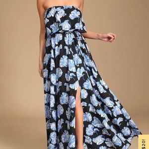 Lulu Floral Print Strapless maxi dress